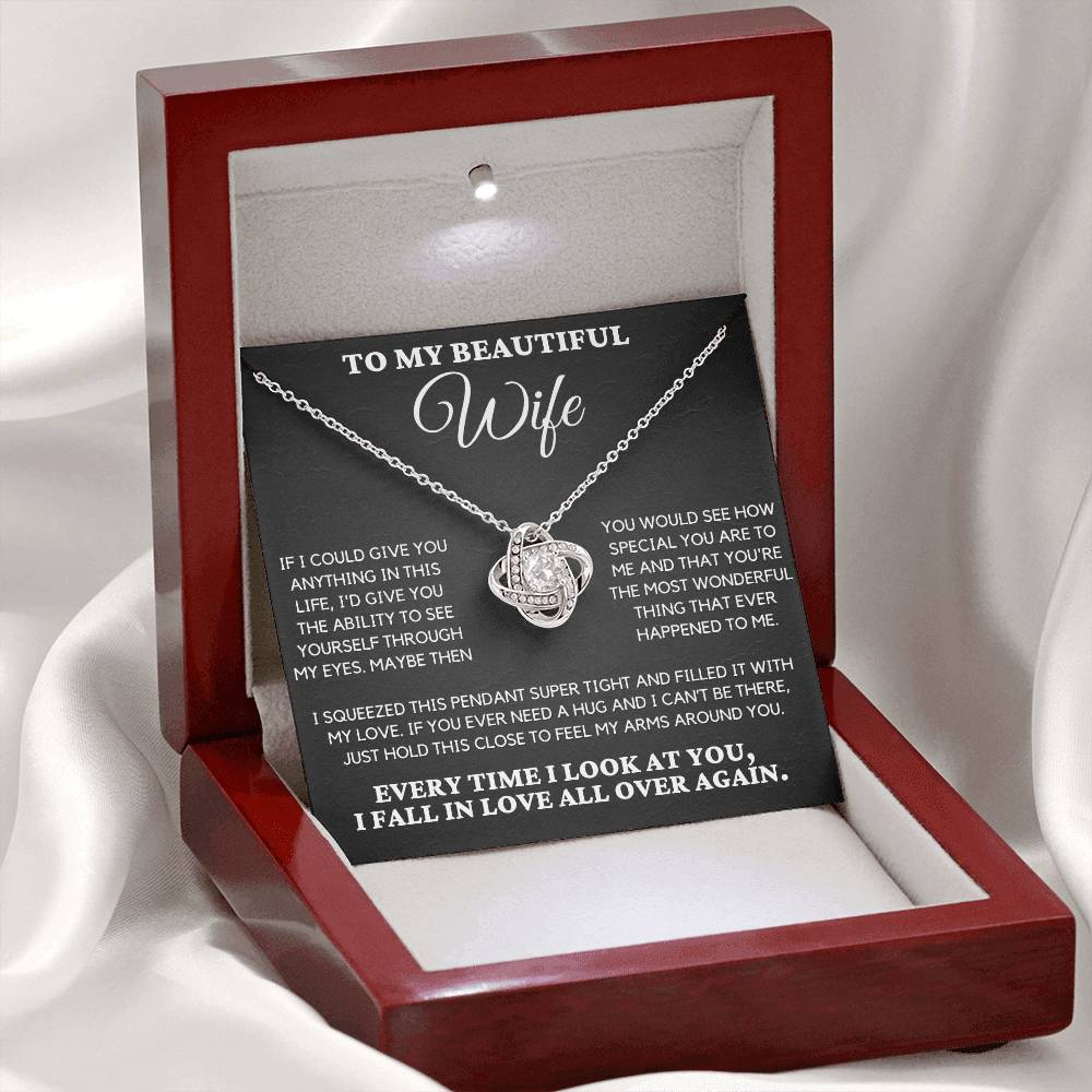 To My Beautiful Wife - Love Knot Necklace